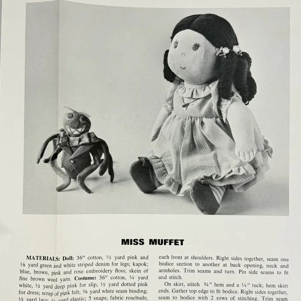 Woman's Day Mother Goose Dolls Sewing Pattern 6 Plush Cloth Doll VTG 1968
